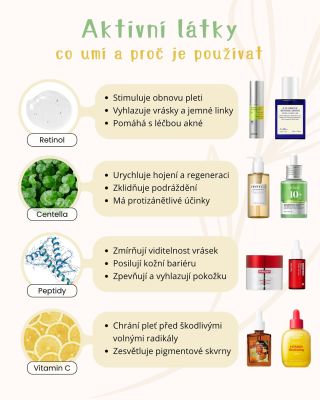 AKTIVNÍ LÁTKY – HRDINOVÉ KOREJSKÉ KOSMETIKY 🧪 Aktivní ingredience nejsou jen složky na etiketě. Řeší konkrétní problém...